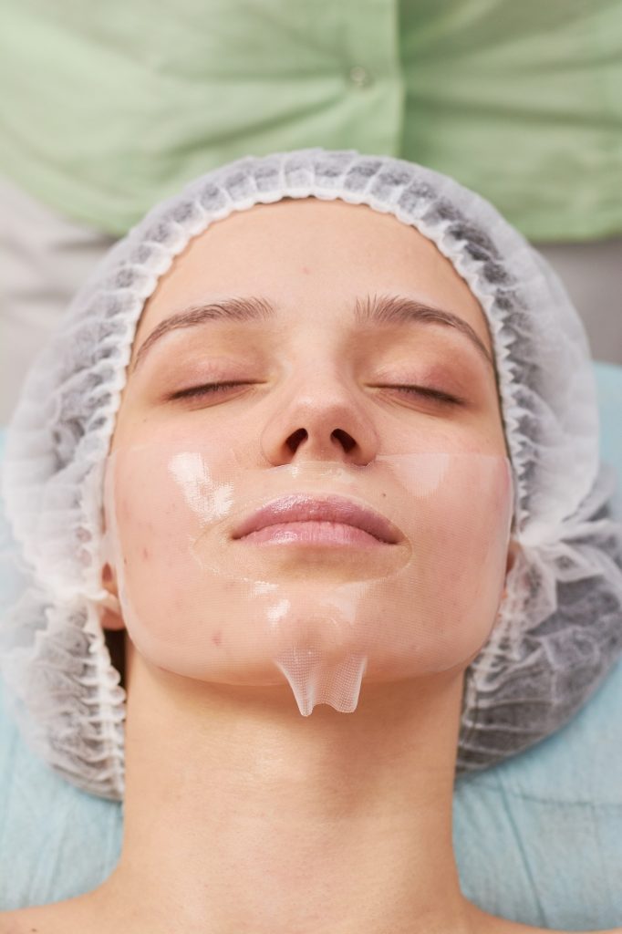 young woman collagen mask